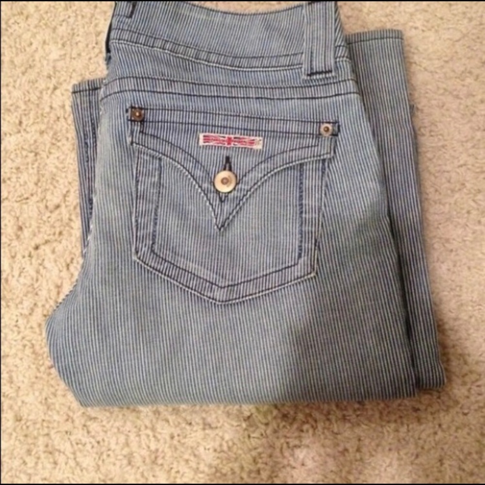 Hudson blue and white Conductor stripes jeans